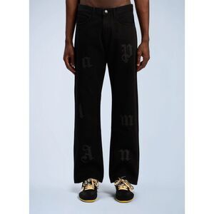 Palm Angels Men Logo Patch Straight Jeans